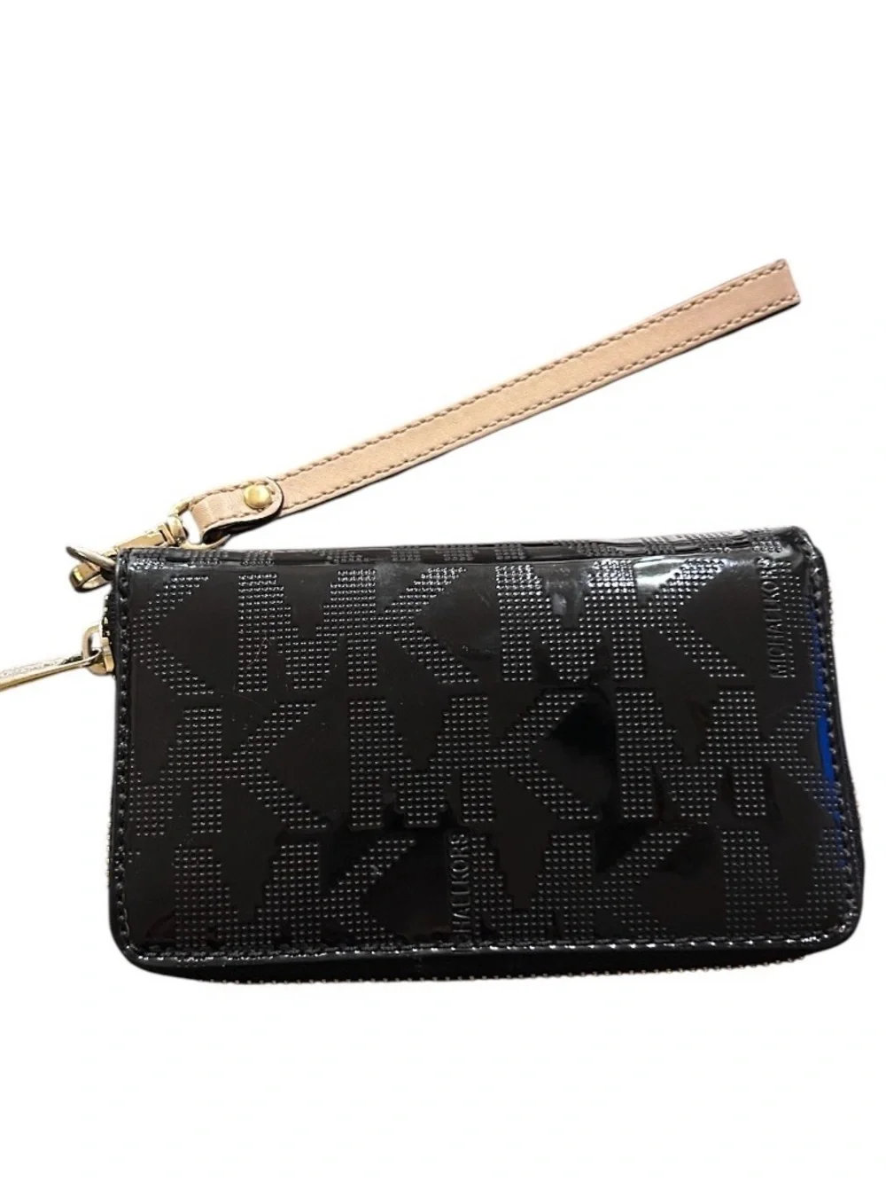 Michael Kors Black Patent Leather Logo Signature Wallet
